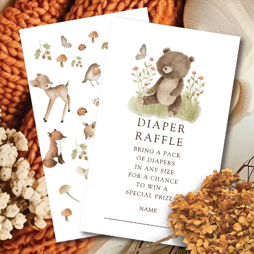 Woodland Wonder Bear Diaper Raffle Enclosure Card