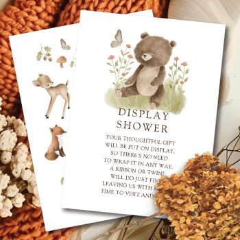 Woodland Wonder Bear Display Shower Enclosure Card by invitationstop at Zazzle
