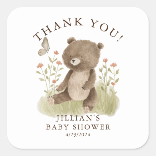 Woodland Wonder Bear Square Sticker