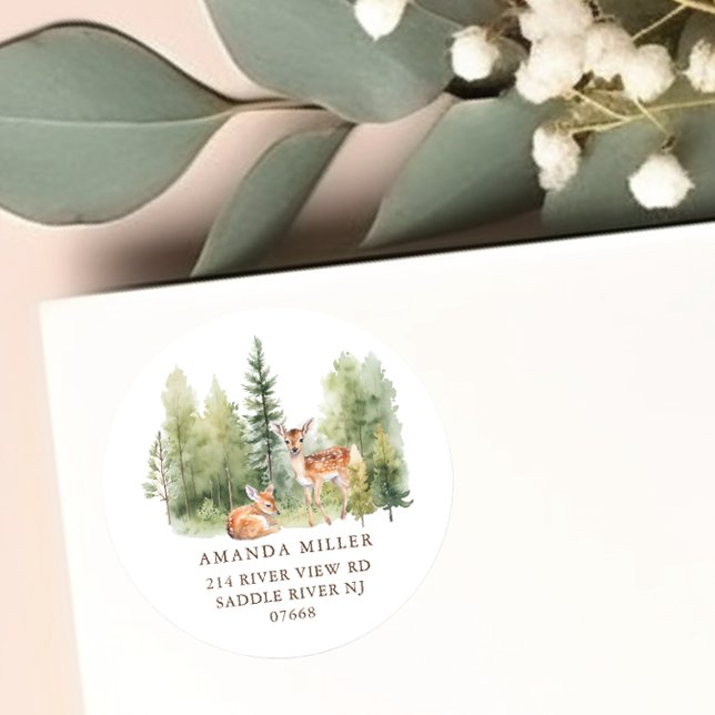 Woodland Wonder Deer Baby Shower Address Label (Creator Uploaded)