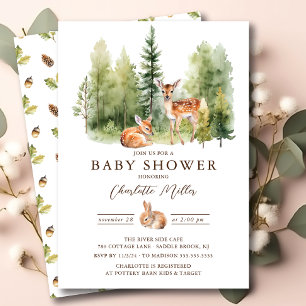 Woodland Wonder Deer Baby Shower Invitation