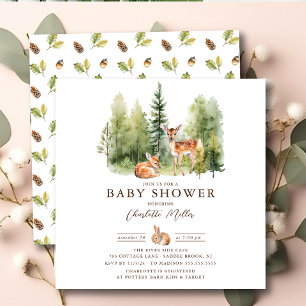 Woodland Wonder Deer Baby Shower Invitation