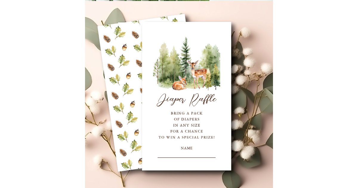 Woodland Wonder Deer Diaper Raffle Ticket Enclosure Card | Zazzle