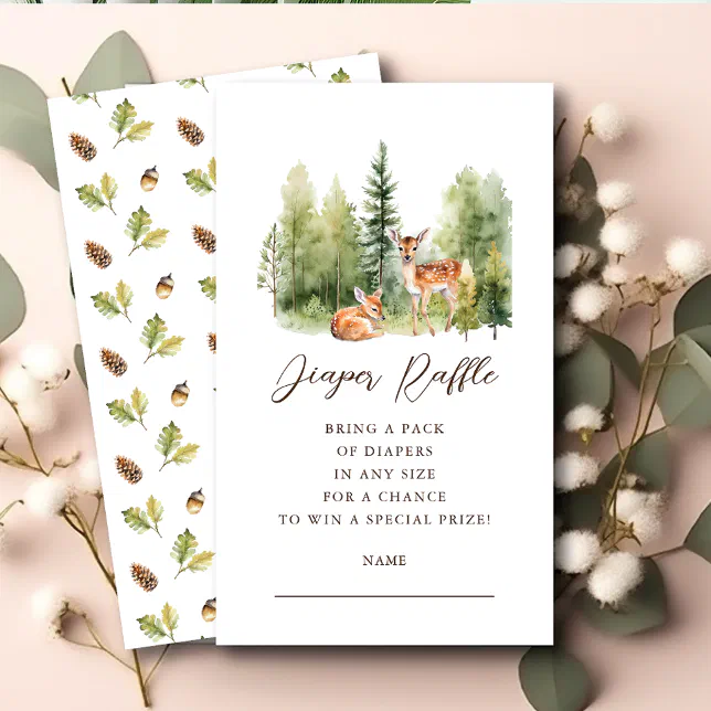 Woodland Wonder Deer Diaper Raffle Ticket Enclosure Card | Zazzle