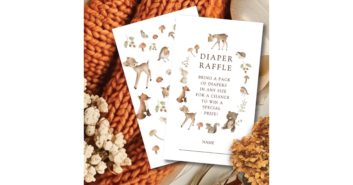 Woodland Wonder Diaper Raffle Ticket Enclosure Card | Zazzle