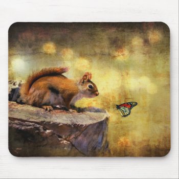 Woodland Wonder - Squirrel & Butterfly Mousepad by LoisBryan at Zazzle