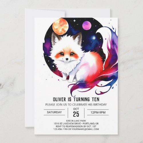 Woodland Wonderland Fox Birthday Invitation