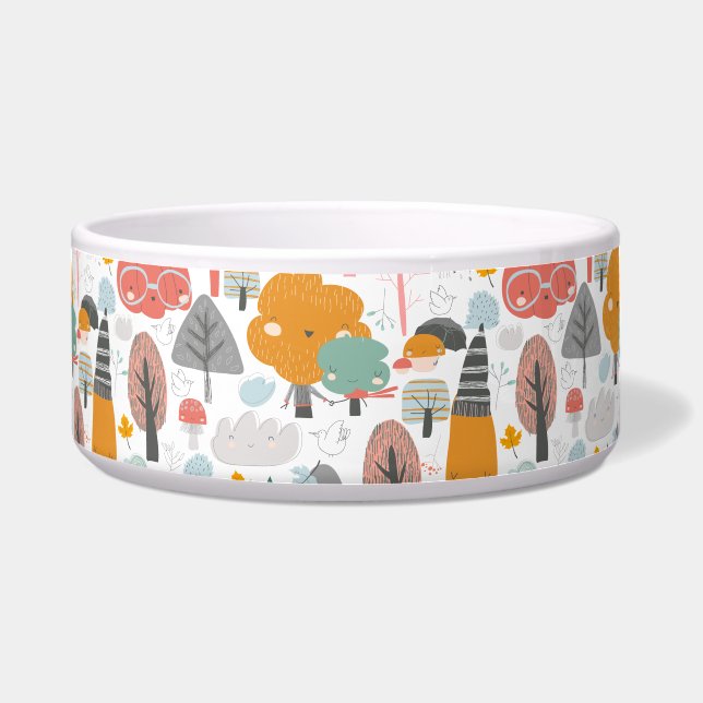 Woodland Wonders Whimsical Enchanted Forest Pet Bowl (Front)