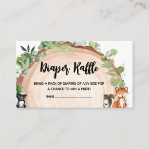 Woodland Wood Slice Baby Shower Diaper Raffle Enclosure Card