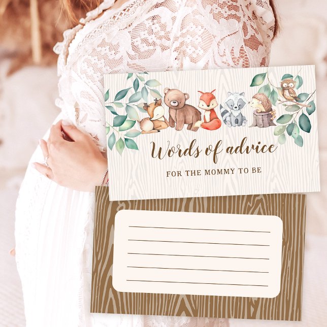 Woodland words of advice baby boy shower cards (Creator Uploaded)