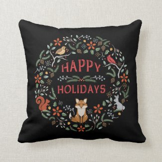 Woodland Wreath Christmas Pillow