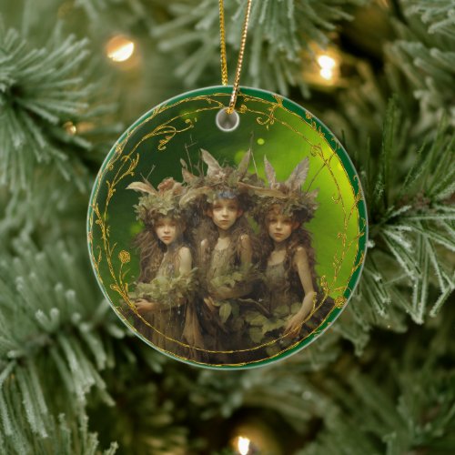 WoodlandFairies Ornament, Forest Fairycore Decor Ceramic Ornament