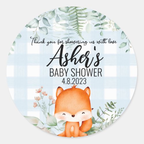 Woodlands Animal Theme Baby Shower Stickers