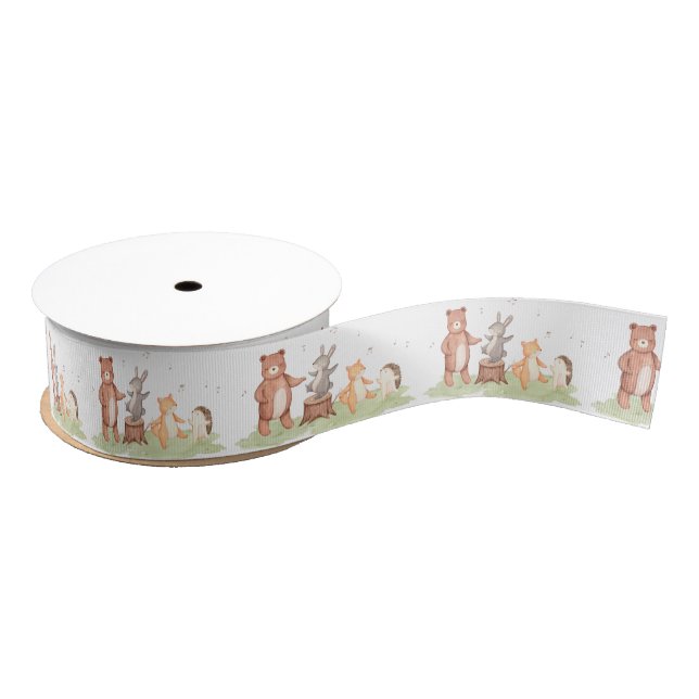 Woodlands Animals Dancing Forest Picnic Grosgrain Ribbon (Spool)