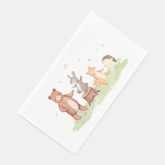 Woodlands Animals Dancing Forest Picnic Paper Guest Towels (Corner)