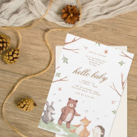 Woodlands Animals Forest Baby in Bloom Baby Shower Invitation