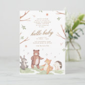 Woodlands Animals Forest Baby in Bloom Baby Shower Invitation (Standing Front)