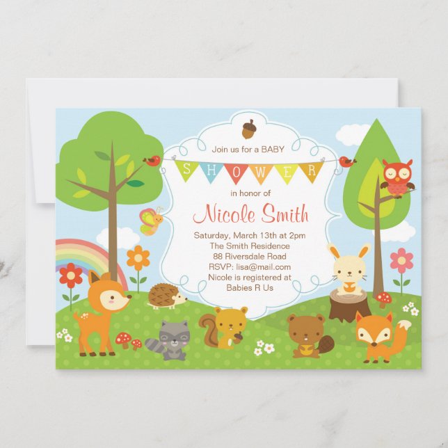 Woodlands Baby Shower Invitation / Woodland Invite (Front)