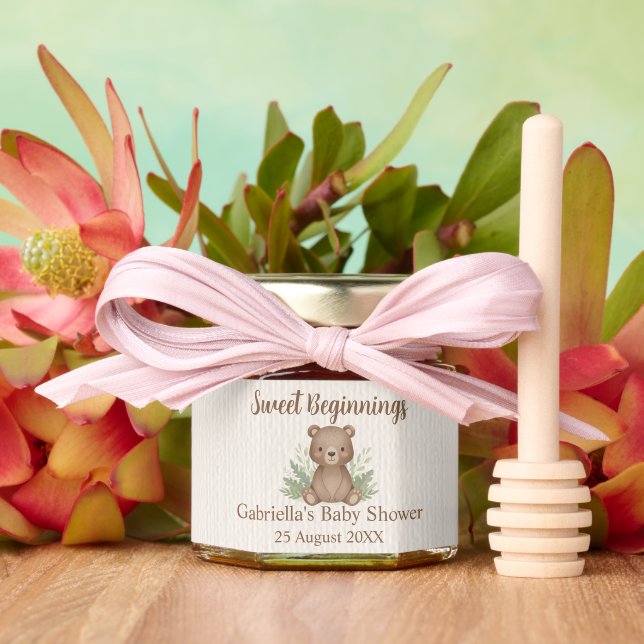 Woodlands Bear Cub Baby Shower Honey Jar Favors (Insitu (Wedding))
