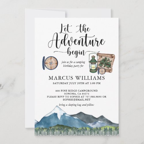 Woodlands Boy Birthday Party Camping Out Invitatio Invitation