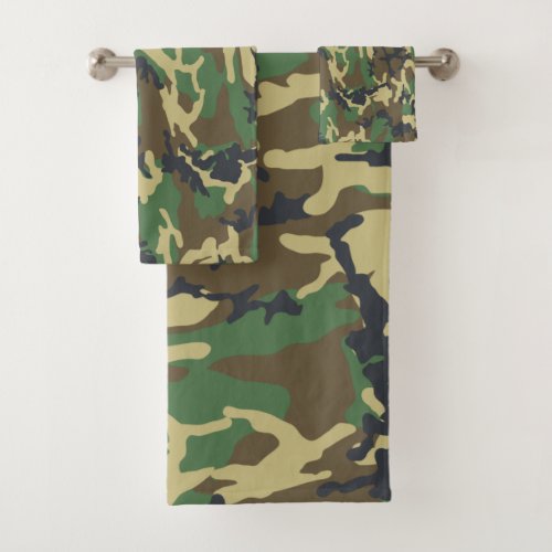 Woodlands Camouflage Outdoorsman Gift  Bath Towel Set