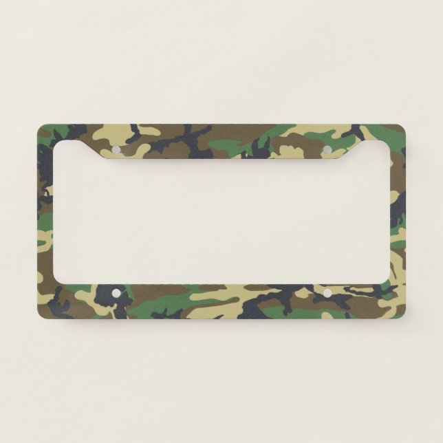 Woodlands Camouflage Outdoorsman Gift  License Plate Frame (Front)