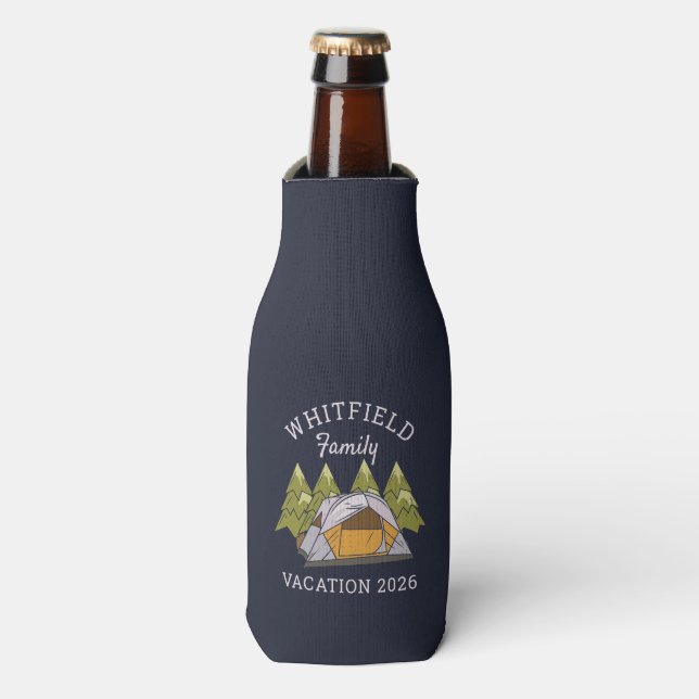 Woodlands Camping Trip Family Reunion Custom Bottle Cooler (Bottle Front)