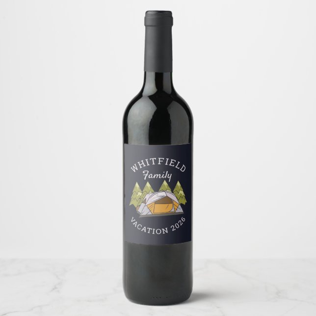 Woodlands Camping Trip Family Reunion Custom Wine Label (Front)