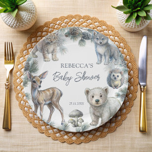 Woodlands cute baby animals baby shower customized paper plates