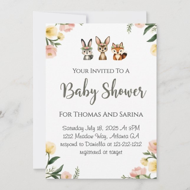 Woodlands Design Baby Shower  Card (Front)
