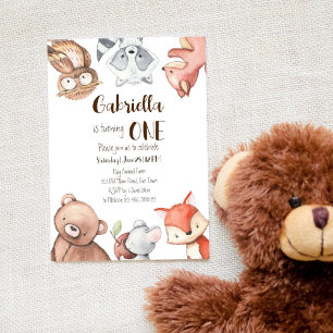 Woodlands forest animals birthday party invitation