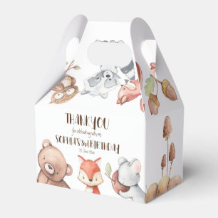 Woodlands forest animals birthday personalized favor boxes