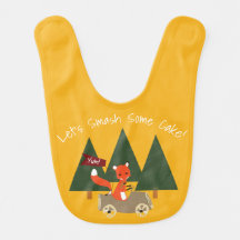 Woodlands forest birthday fox smash cake bib