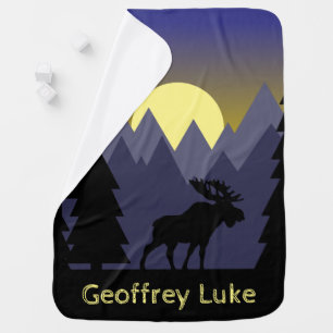 Woodlands Forest Moose - Personalized Stroller Blanket