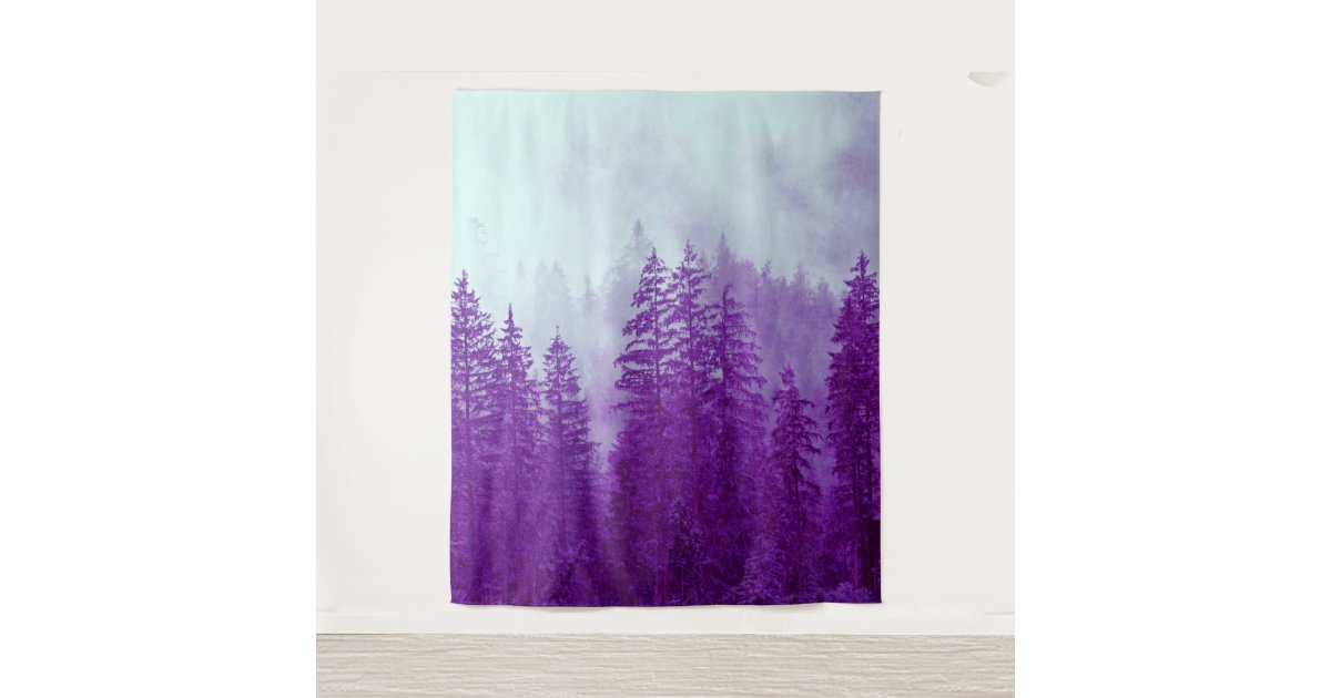 Woodlands Forest Pine Trees Mural Wall Tapestry Zazzle Com