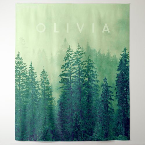 Woodlands Forest Pine Trees Mural  Wall Tapestry
