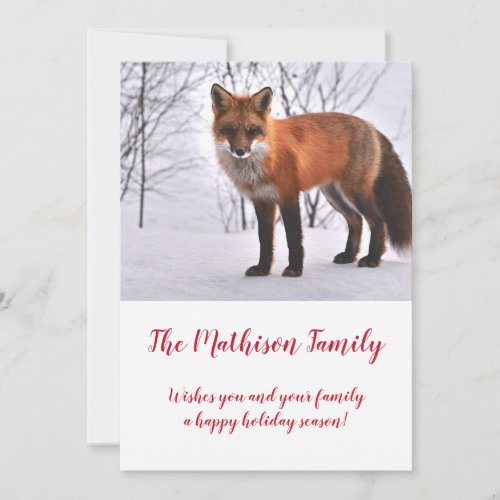 Woodlands Fox In Snow Christmas Holiday Card