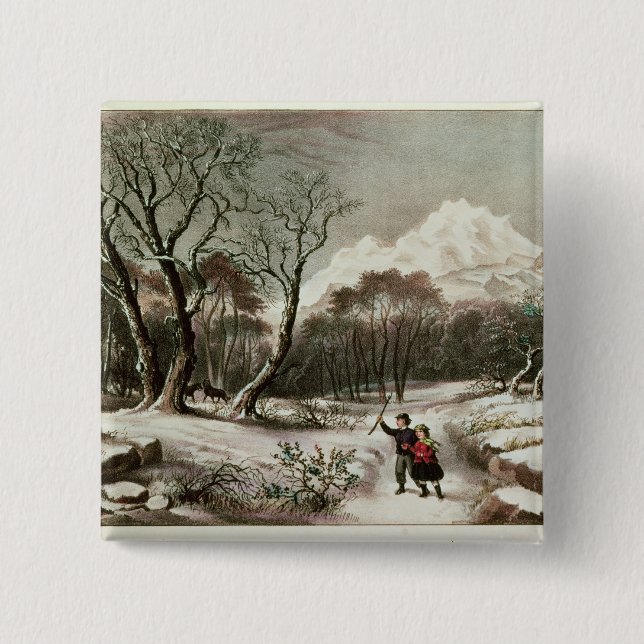 Woodlands in Winter Pinback Button (Front)