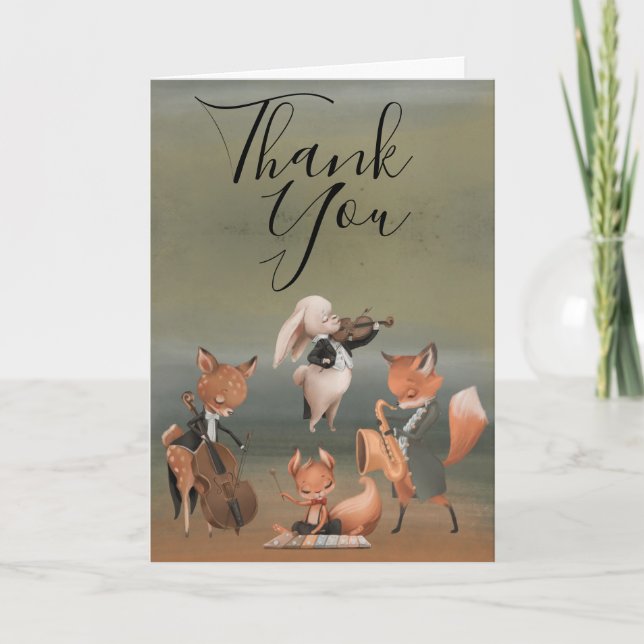 Woodlands Musicians Baby Shower Thank You Card (Front)