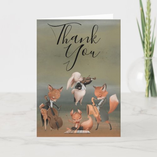 Woodlands Musicians Baby Shower Thank You Card