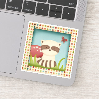 Woodlands Raccoon Cartoon Die Cut Sticker Decal