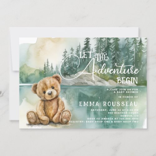 Woodlands Teddy Bear Baby Shower Invitation