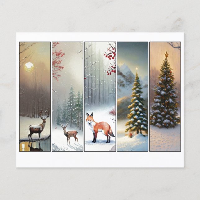 Woodlands theme Christmas bookmark set (Front)