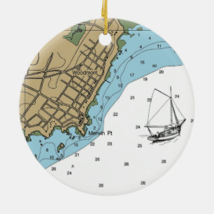 Woodmont CT Nautical Chart Ceramic Ornament