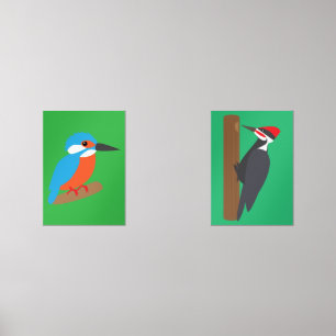 Woodpecker and Kingfisher Wall Art Sets