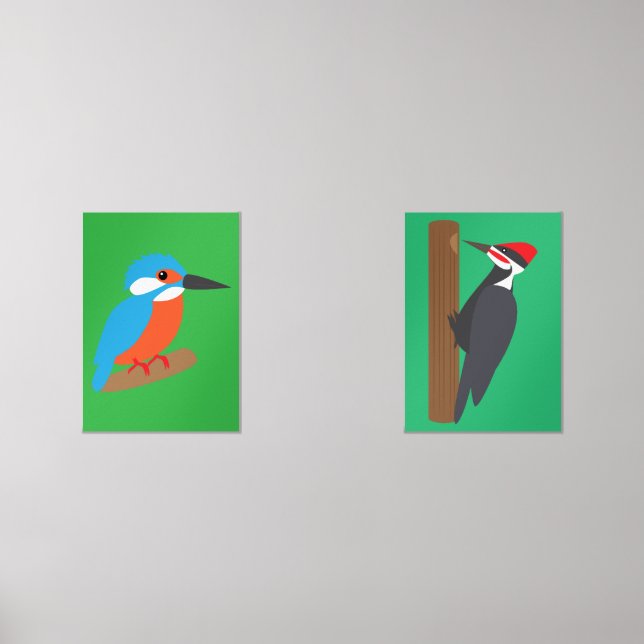 Woodpecker and Kingfisher Wall Art Sets (Front)