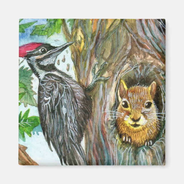 Woodpecker And Squirrel Magnet (Front)