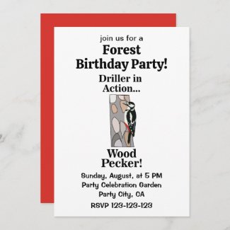 Woodpecker Bird Funny Birthday Party Invitation
