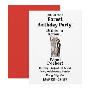 Woodpecker Bird Funny Birthday Party Invitation