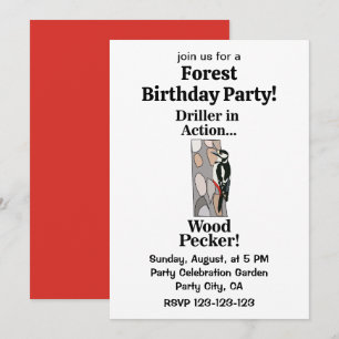Woodpecker Bird Funny Birthday Party Invitation